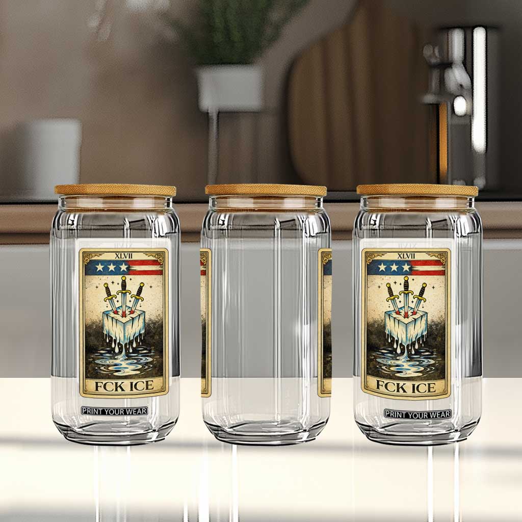 Fck Ice Glass Can Retro Tarot Card FDT Protest Satirical Graphic TS10 Print Your Wear