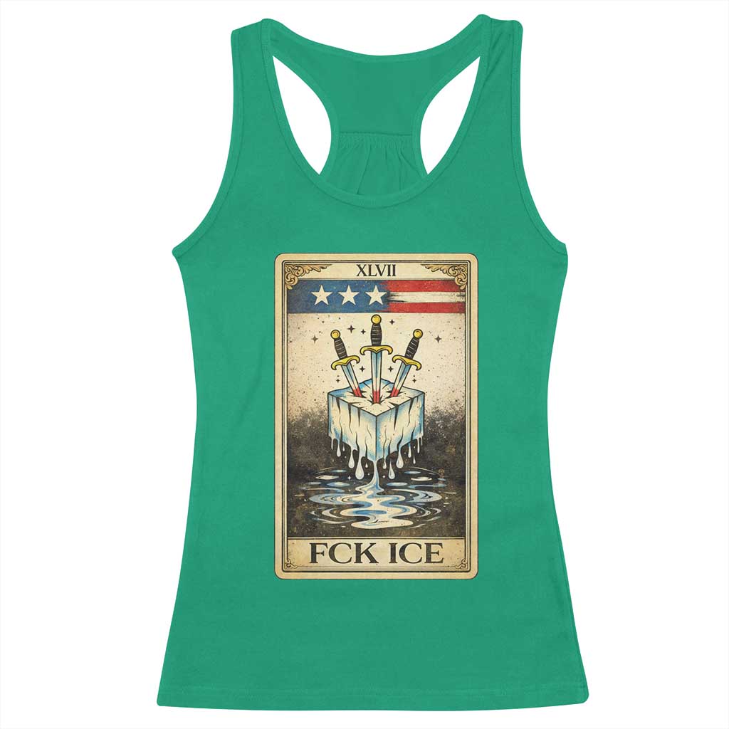 Fck Ice Racerback Tank Top Retro Tarot Card FDT Protest Satirical Graphic TS10 Irish Green Print Your Wear