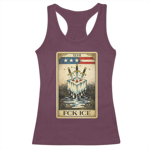 Fck Ice Racerback Tank Top Retro Tarot Card FDT Protest Satirical Graphic TS10 Maroon Print Your Wear