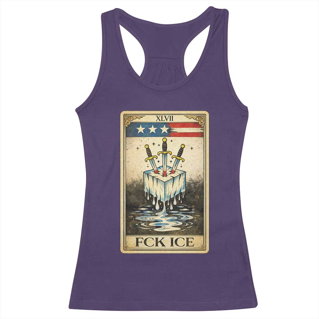 Fck Ice Racerback Tank Top Retro Tarot Card FDT Protest Satirical Graphic TS10 Purple Print Your Wear