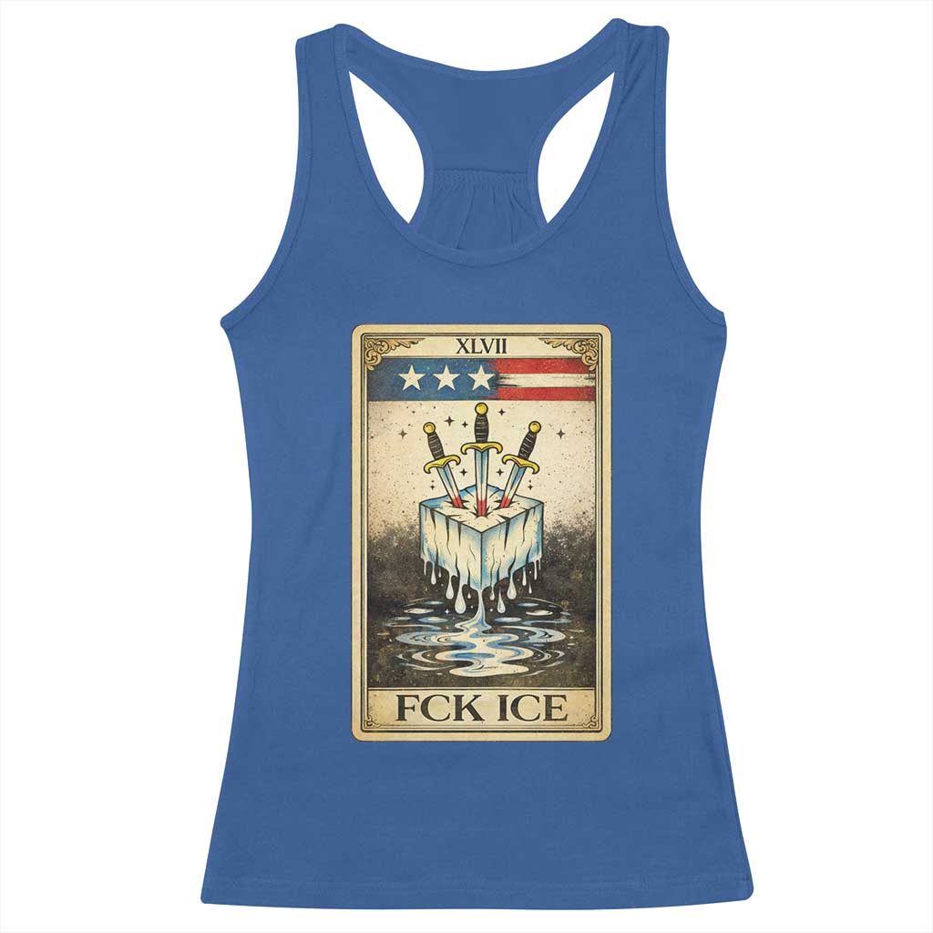 Fck Ice Racerback Tank Top Retro Tarot Card FDT Protest Satirical Graphic TS10 Royal Blue Print Your Wear