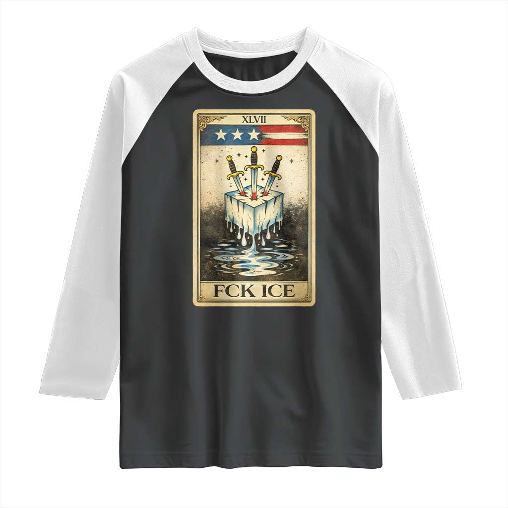 Fck Ice Raglan Shirt Retro Tarot Card FDT Protest Satirical Graphic TS10 Black White Print Your Wear
