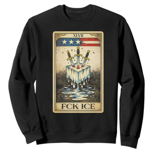 Fck Ice Sweatshirt Retro Tarot Card FDT Protest Satirical Graphic TS10 Black Print Your Wear