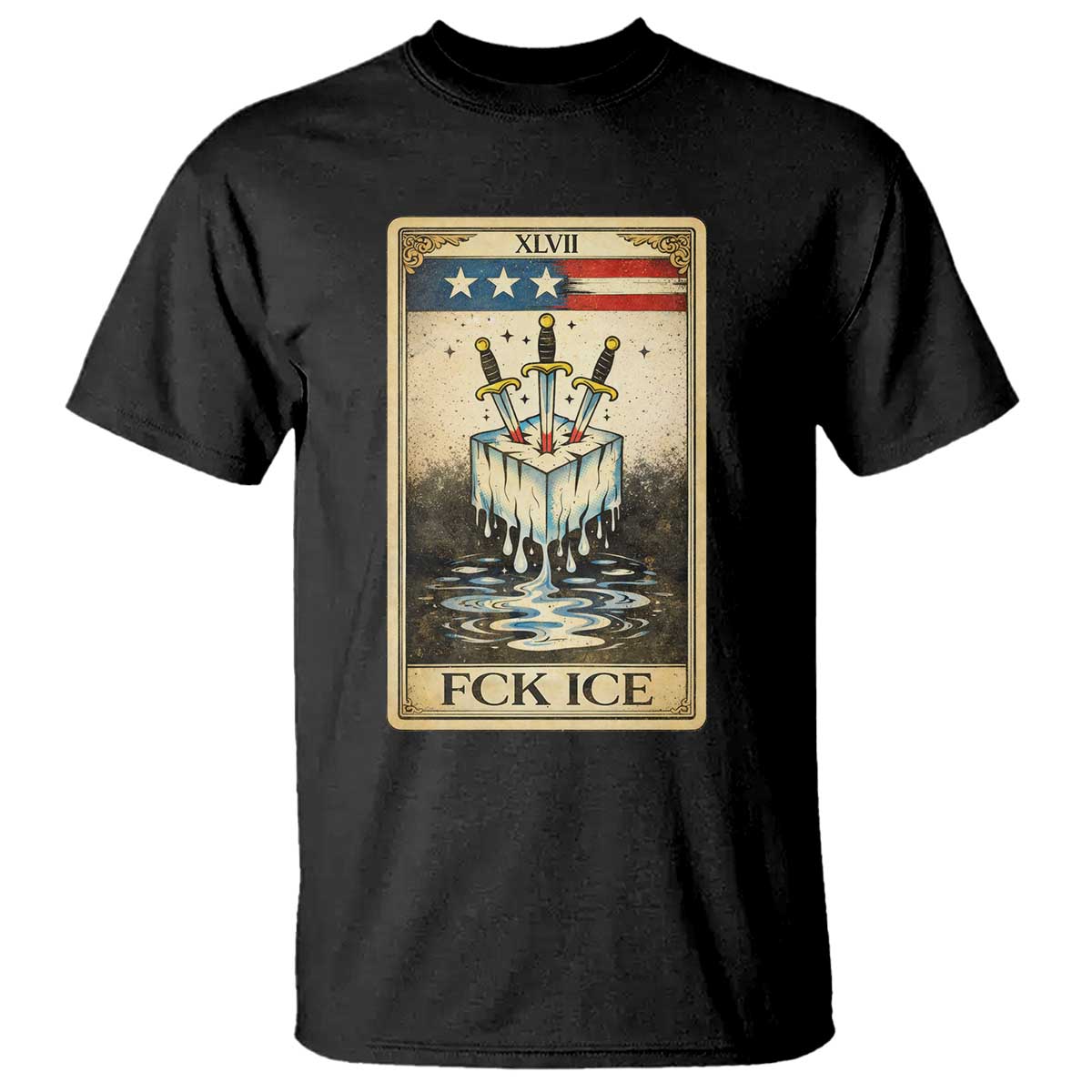 Fck Ice T Shirt Retro Tarot Card FDT Protest Satirical Graphic TS10 Black Print Your Wear