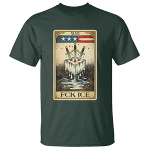 Fck Ice T Shirt Retro Tarot Card FDT Protest Satirical Graphic TS10 Dark Forest Green Print Your Wear