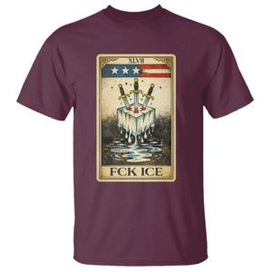 Fck Ice T Shirt Retro Tarot Card FDT Protest Satirical Graphic TS10 Maroon Print Your Wear