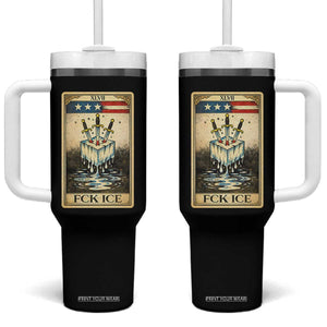 Fck Ice Tumbler With Handle Retro Tarot Card FDT Protest Satirical Graphic TS10 One Size: 40 oz Black Print Your Wear