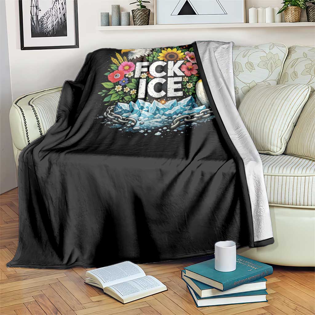 Fck Ice Throw Blanket Retro Floral FDT Protest Satirical Graphic TS10 Print Your Wear