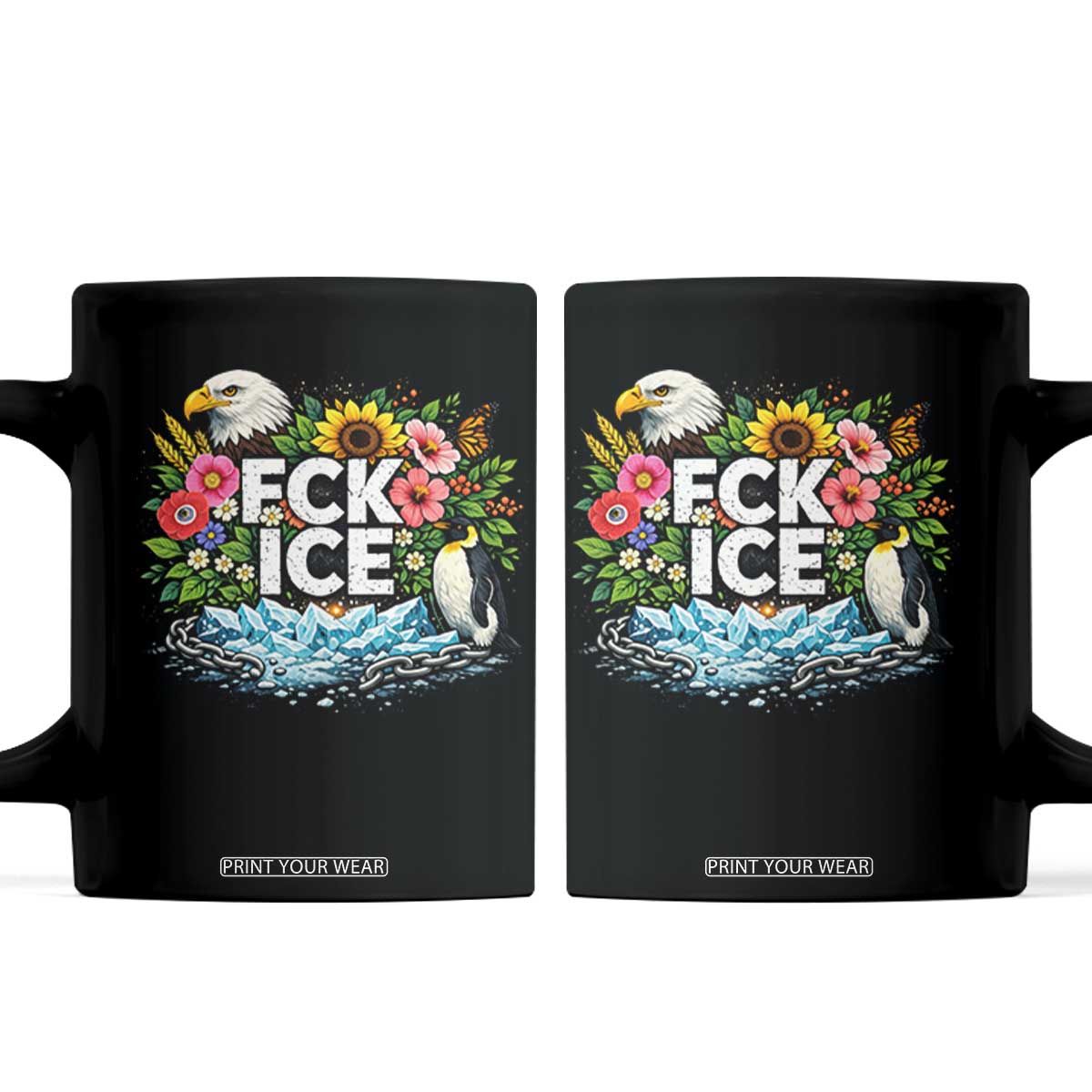 Fck Ice Coffee Mug Retro Floral FDT Protest Satirical Graphic TS10 Black Print Your Wear