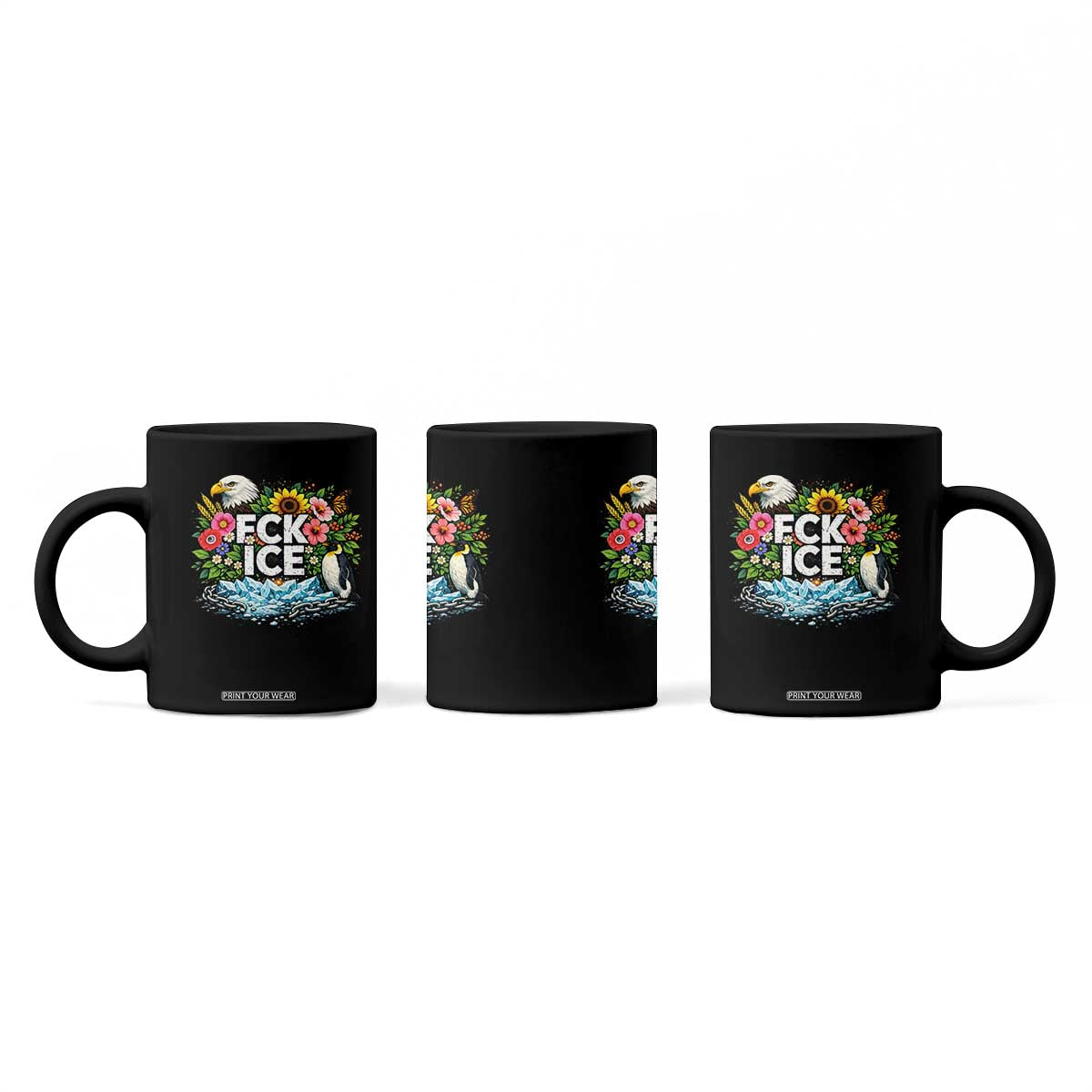 Fck Ice Coffee Mug Retro Floral FDT Protest Satirical Graphic TS10 Print Your Wear