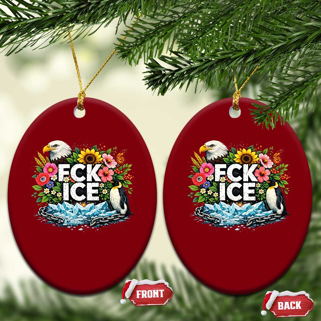 Fck Ice Ceramic Ornament Retro Floral FDT Protest Satirical Graphic TS10 Print Your Wear