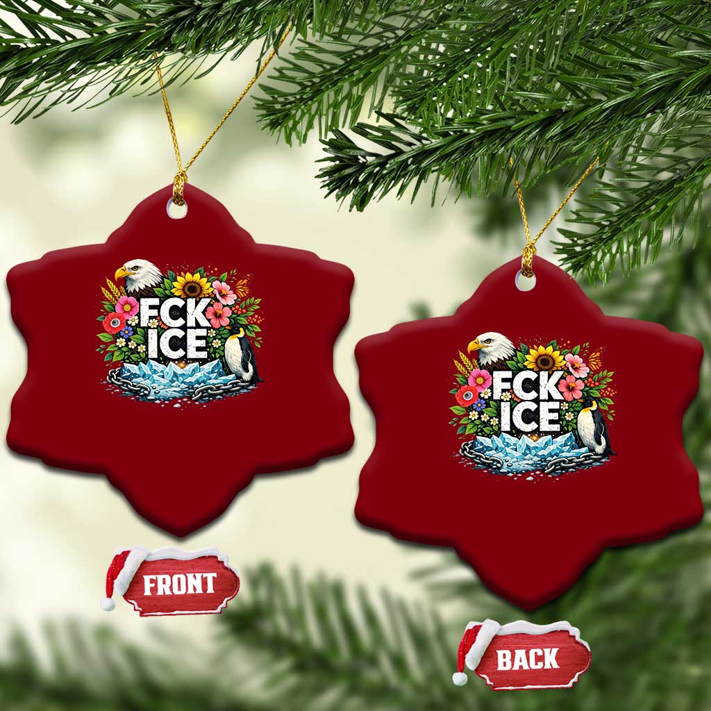 Fck Ice Ceramic Ornament Retro Floral FDT Protest Satirical Graphic TS10 Print Your Wear