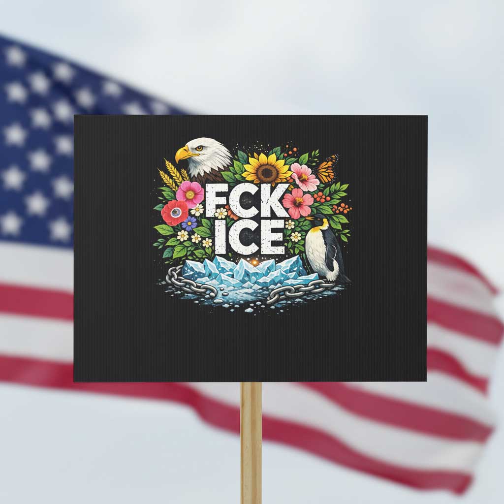 Fck Ice Protest Sign Retro Floral FDT Protest Satirical Graphic TS10 Horizontal 18