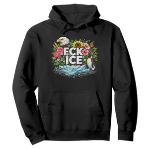 Fck Ice Hoodie Retro Floral FDT Protest Satirical Graphic TS10 Black Print Your Wear