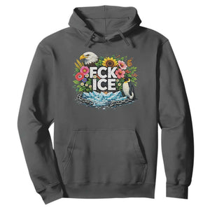 Fck Ice Hoodie Retro Floral FDT Protest Satirical Graphic TS10 Dark Heather Print Your Wear