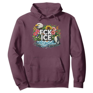 Fck Ice Hoodie Retro Floral FDT Protest Satirical Graphic TS10 Maroon Print Your Wear