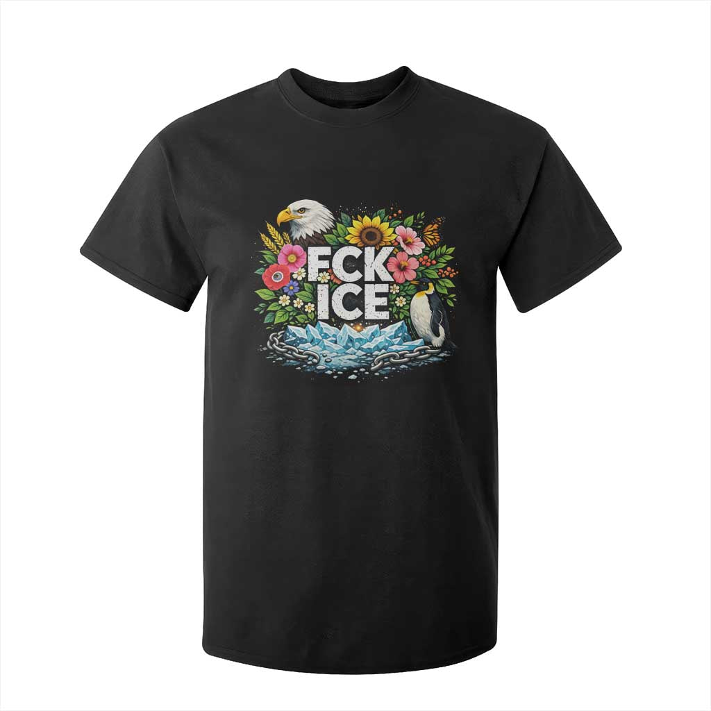 Fck Ice T Shirt For Kid Retro Floral FDT Protest Satirical Graphic TS10 Black Print Your Wear