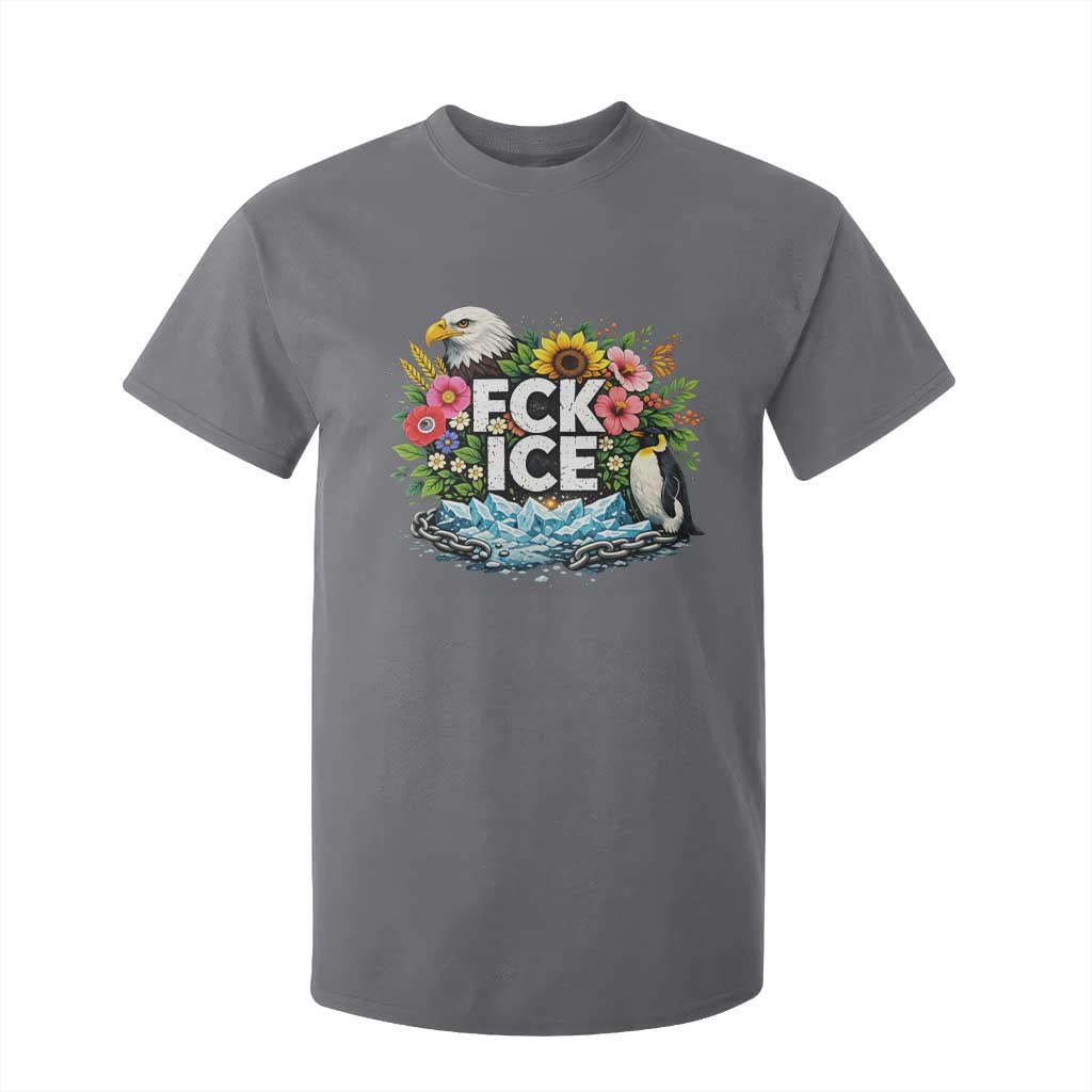 Fck Ice T Shirt For Kid Retro Floral FDT Protest Satirical Graphic TS10 Charcoal Print Your Wear