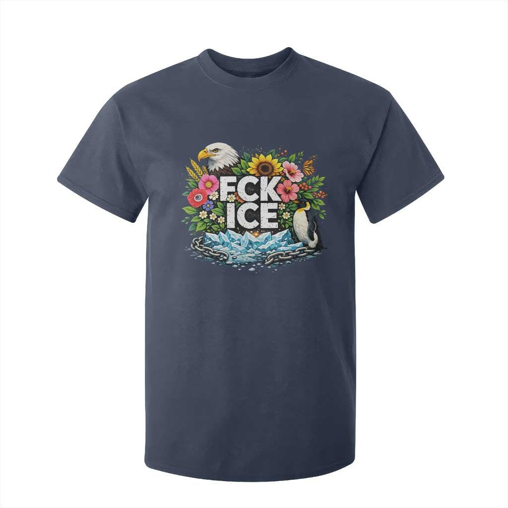 Fck Ice T Shirt For Kid Retro Floral FDT Protest Satirical Graphic TS10 Navy Print Your Wear