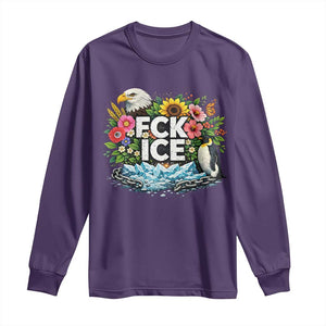 Fck Ice Long Sleeve Shirt Retro Floral FDT Protest Satirical Graphic TS10 Purple Print Your Wear