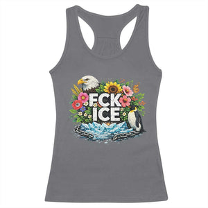Fck Ice Racerback Tank Top Retro Floral FDT Protest Satirical Graphic TS10 Charcoal Print Your Wear