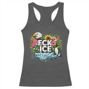 Fck Ice Racerback Tank Top Retro Floral FDT Protest Satirical Graphic TS10 Dark Heather Print Your Wear