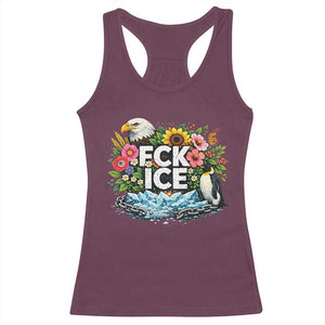 Fck Ice Racerback Tank Top Retro Floral FDT Protest Satirical Graphic TS10 Maroon Print Your Wear