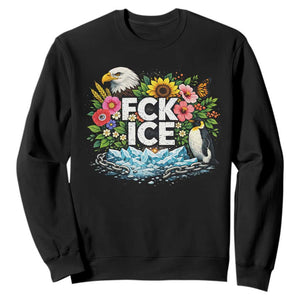 Fck Ice Sweatshirt Retro Floral FDT Protest Satirical Graphic TS10 Black Print Your Wear