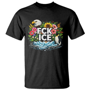 Fck Ice T Shirt Retro Floral FDT Protest Satirical Graphic TS10 Black Print Your Wear