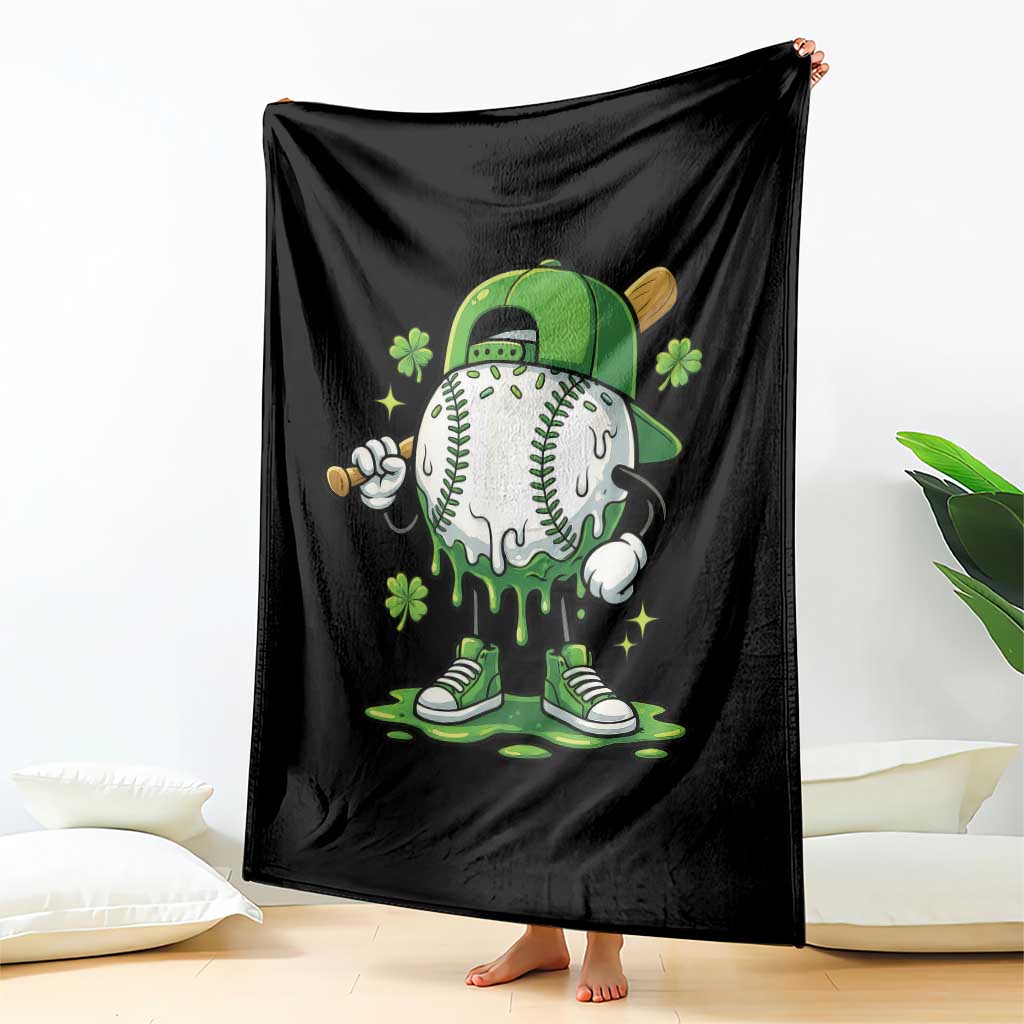 Baseball Drip Icecream Throw Blanket Youth Boy St Patricks Day Shamrock Green TS10 Print Your Wear