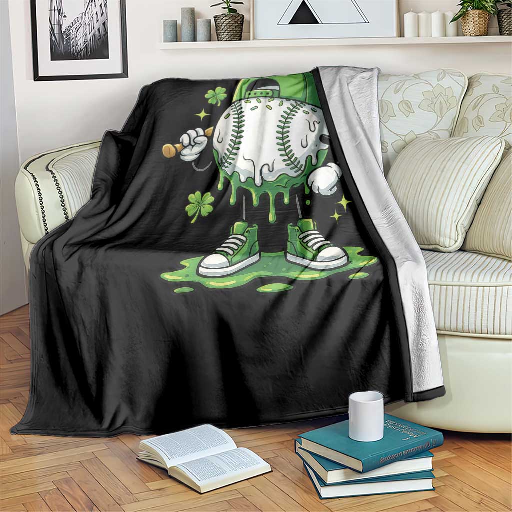 Baseball Drip Icecream Throw Blanket Youth Boy St Patricks Day Shamrock Green TS10 Print Your Wear