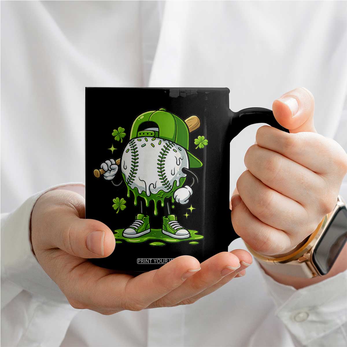 Baseball Drip Icecream Coffee Mug Youth Boy St Patricks Day Shamrock Green TS10 Print Your Wear
