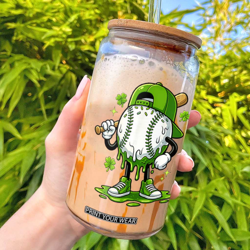 Baseball Drip Icecream Glass Can Youth Boy St Patricks Day Shamrock Green TS10 Black Print Your Wear