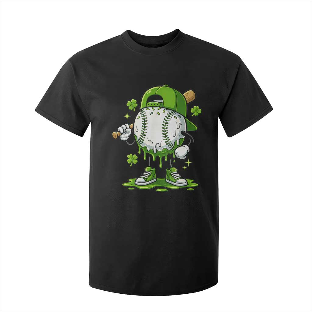 Baseball Drip Icecream T Shirt For Kid Youth Boy St Patricks Day Shamrock Green TS10 Black Print Your Wear