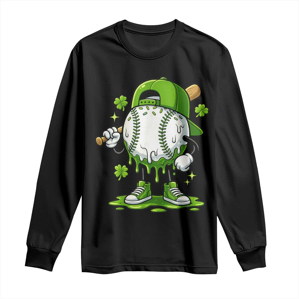 Baseball Drip Icecream Long Sleeve Shirt Youth Boy St Patricks Day Shamrock Green TS10 Black Print Your Wear