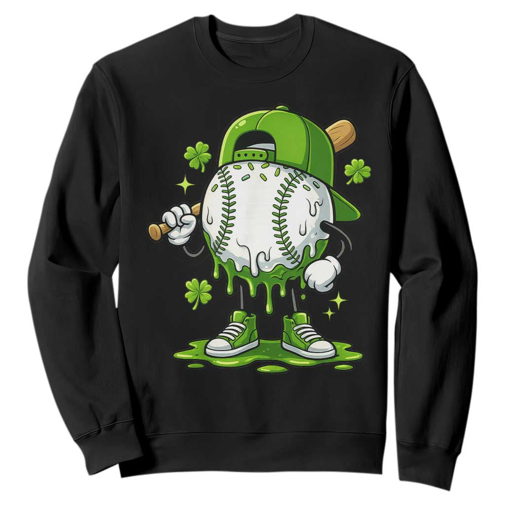 Baseball Drip Icecream Sweatshirt Youth Boy St Patricks Day Shamrock Green TS10 Black Print Your Wear