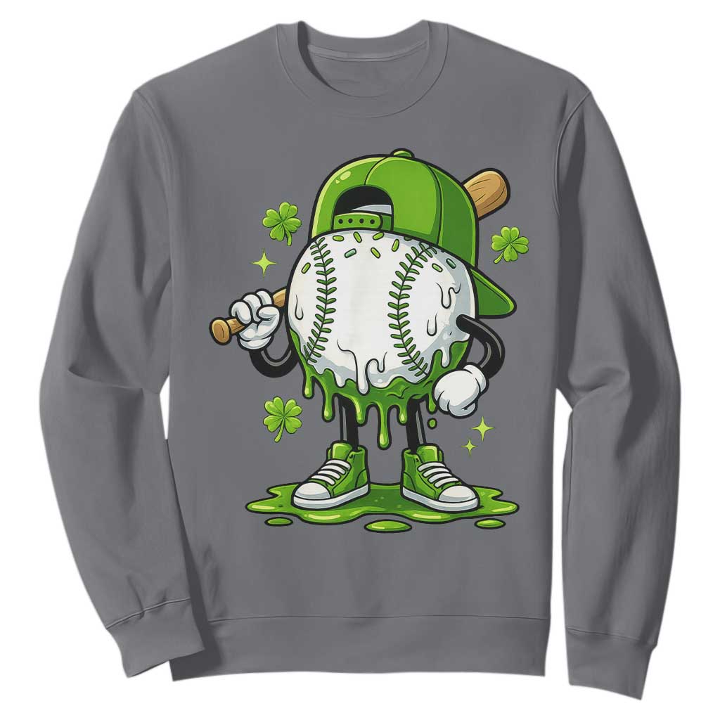 Baseball Drip Icecream Sweatshirt Youth Boy St Patricks Day Shamrock Green TS10 Charcoal Print Your Wear