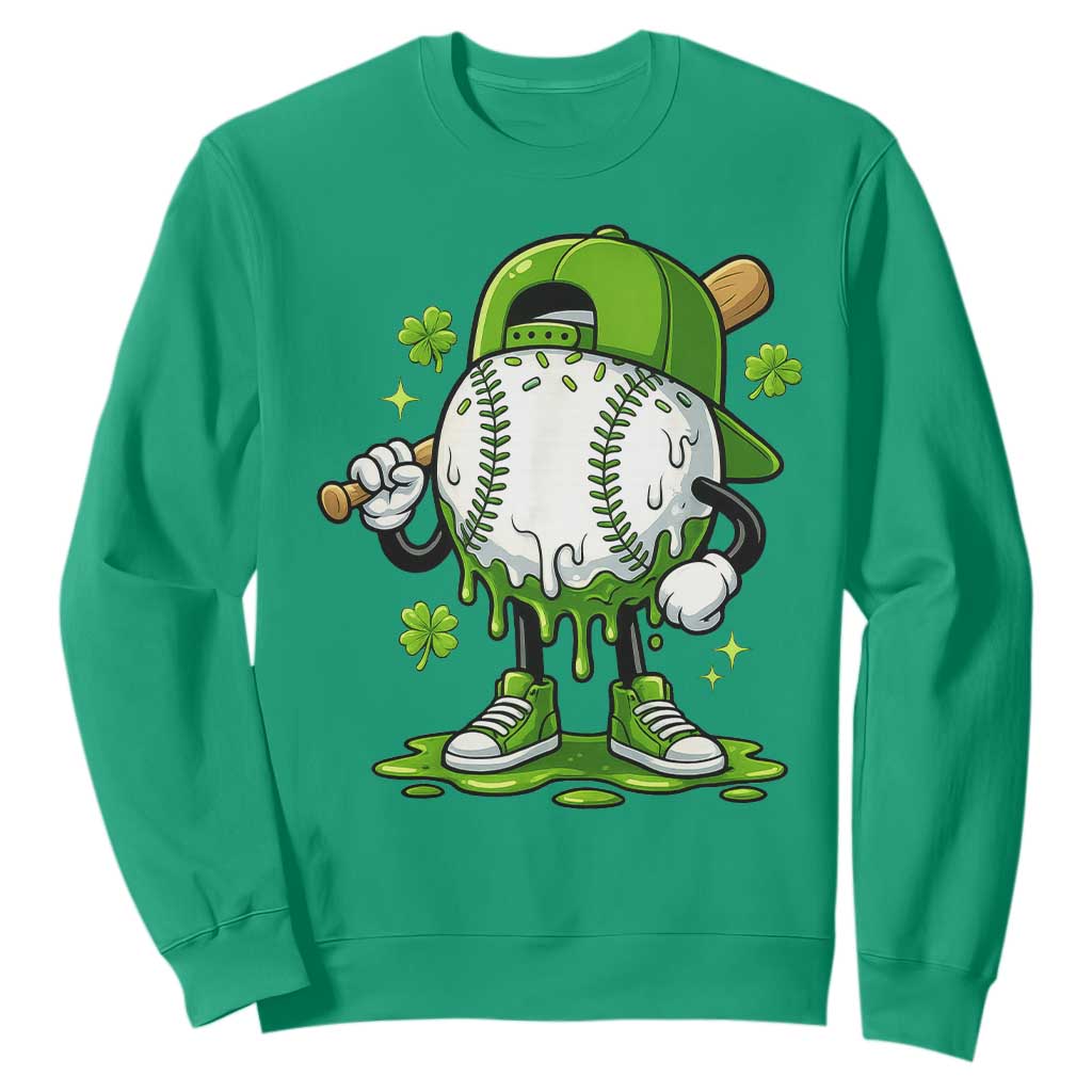 Baseball Drip Icecream Sweatshirt Youth Boy St Patricks Day Shamrock Green TS10 Irish Green Print Your Wear