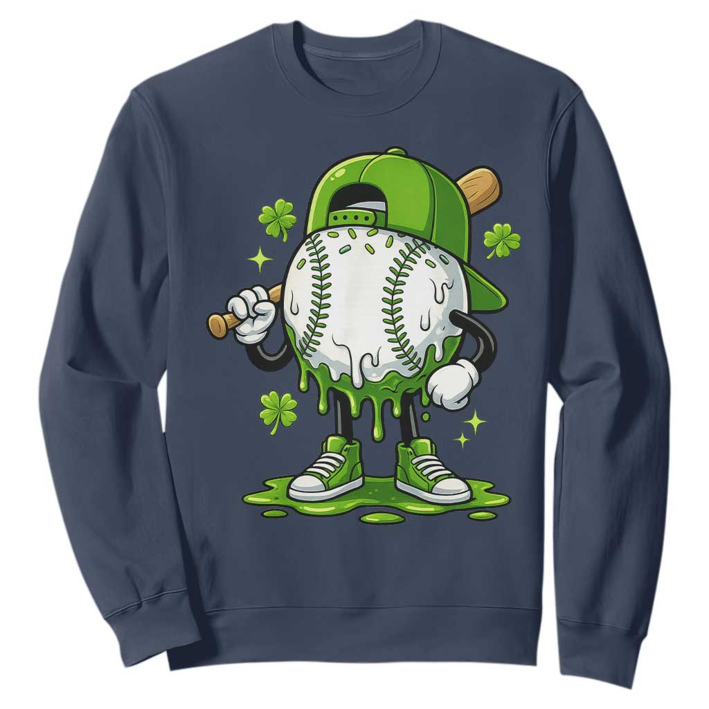 Baseball Drip Icecream Sweatshirt Youth Boy St Patricks Day Shamrock Green TS10 Navy Print Your Wear