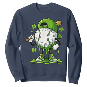 Baseball Drip Icecream Sweatshirt Youth Boy St Patricks Day Shamrock Green TS10 Navy Print Your Wear