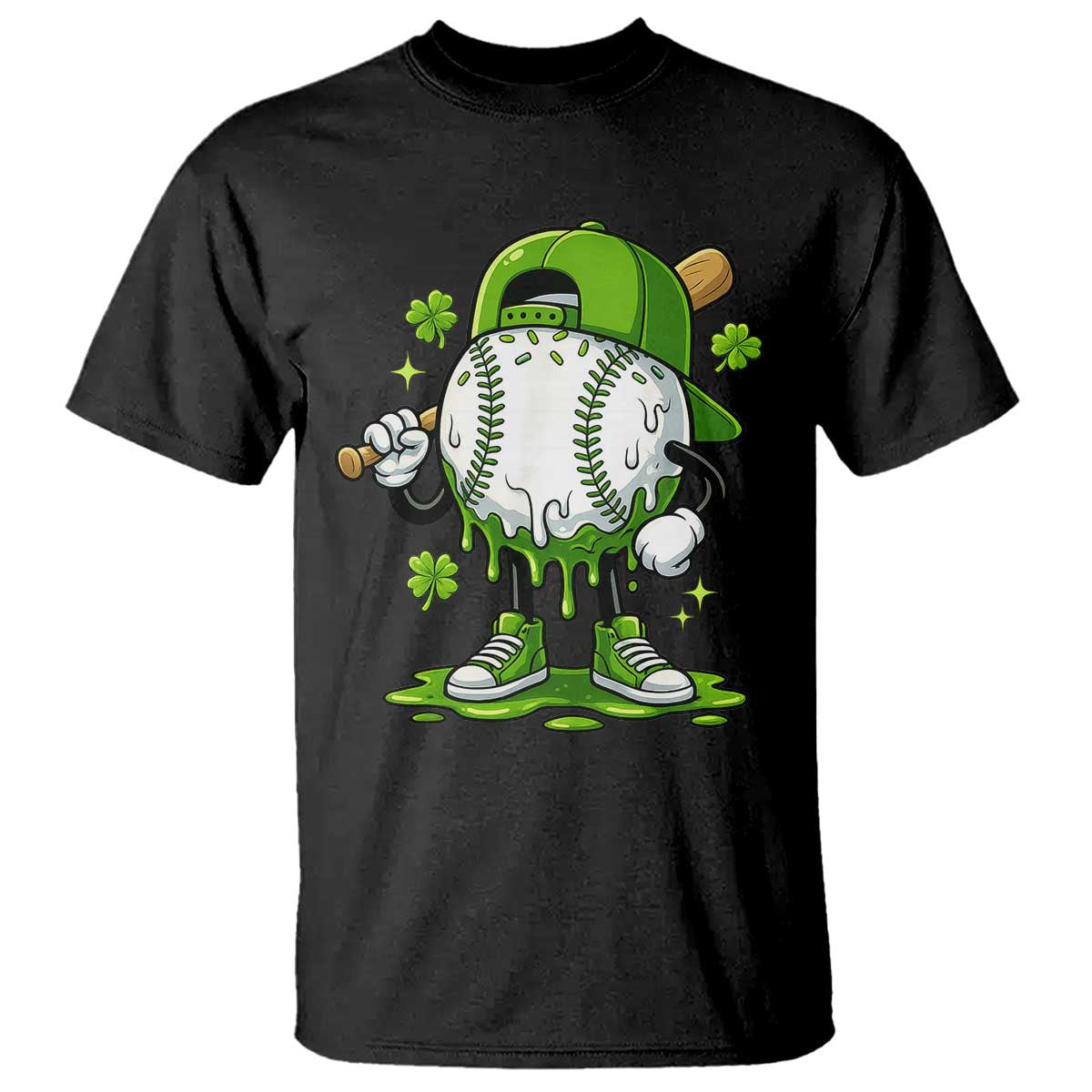 Baseball Drip Icecream T Shirt Youth Boy St Patricks Day Shamrock Green TS10 Black Print Your Wear