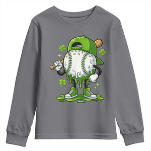 Baseball Drip Icecream Youth Sweatshirt Youth Boy St Patricks Day Shamrock Green TS10 Charcoal Print Your Wear