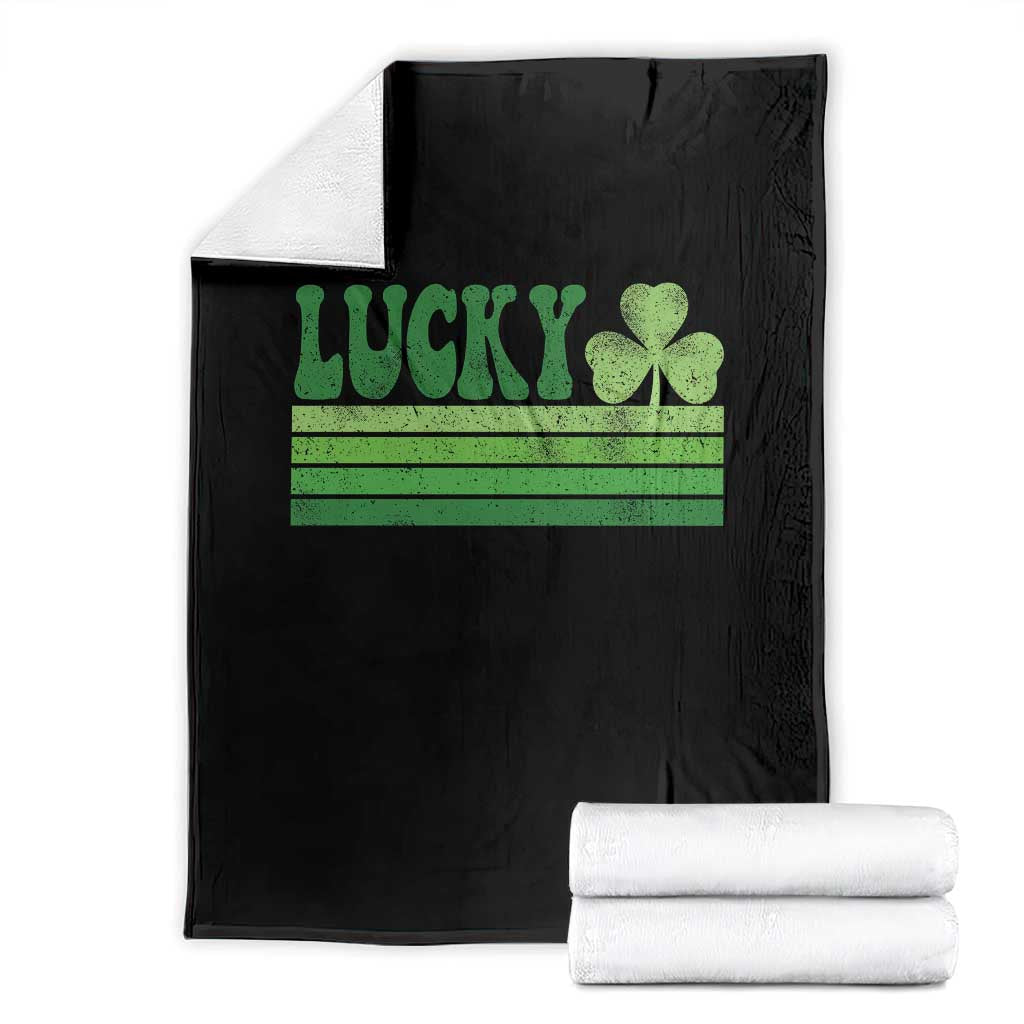 Retro Lucky Throw Blanket St Patricks Day Irish Shamrock TS10 Black Print Your Wear