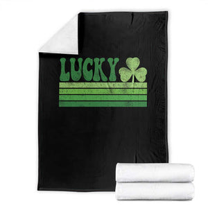 Retro Lucky Throw Blanket St Patricks Day Irish Shamrock TS10 Black Print Your Wear