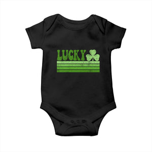 Retro Lucky Baby Onesie St Patricks Day Irish Shamrock TS10 Black Print Your Wear