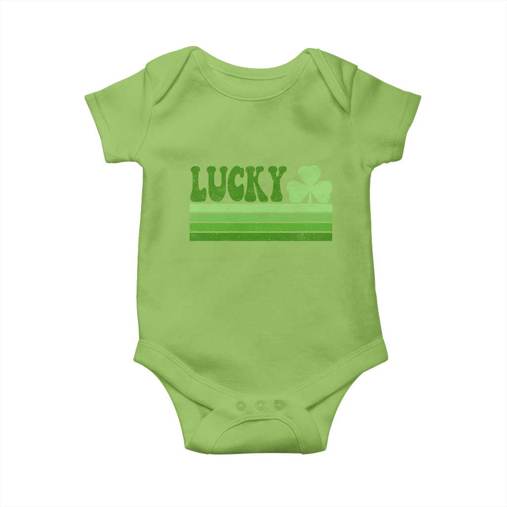 Retro Lucky Baby Onesie St Patricks Day Irish Shamrock TS10 Lime Print Your Wear