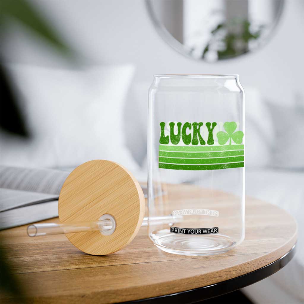 Retro Lucky Glass Can St Patricks Day Irish Shamrock TS10 Print Your Wear