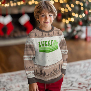 Retro Lucky Ugly Christmas Sweater St Patricks Day Irish Shamrock TS10 Mocha Mousse Print Your Wear