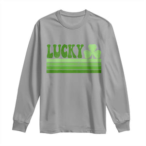 Retro Lucky Long Sleeve Shirt St Patricks Day Irish Shamrock TS10 Sport Gray Print Your Wear