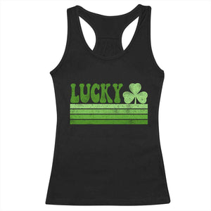 Retro Lucky Racerback Tank Top St Patricks Day Irish Shamrock TS10 Black Print Your Wear